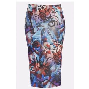 TopShop Graffiti midi skirt